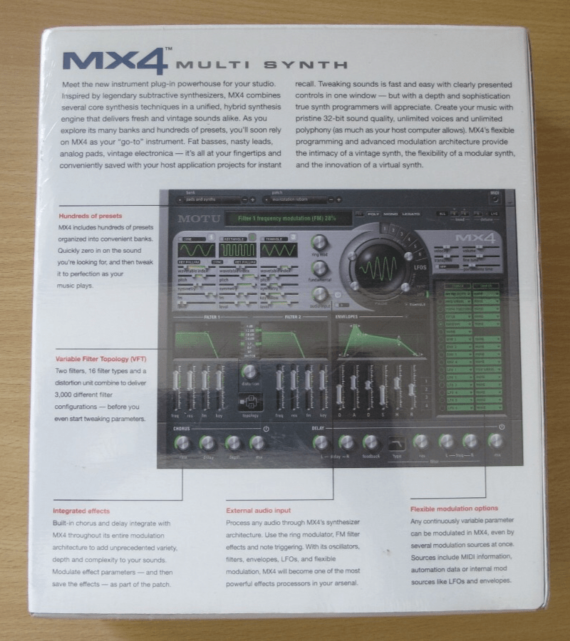 MIP MOTU MX4 Version 1.0 Multi Synthesizer Virtual Instrument (Mac OS Only) NIB - MagsTag