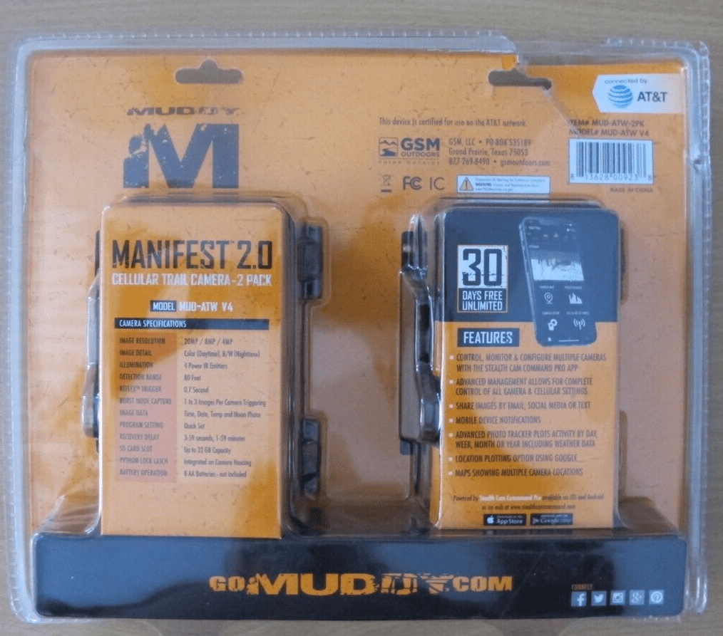 Muddy Hunting Game Trail camera 2 pack 20 Megapixel Manifest 2.0 AT&T OPEN Box - MagsTag