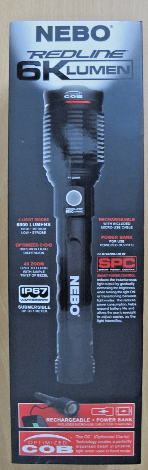 NEBO Redline 6000 lum Water and Impact Resistant Rechargeable LED Flashlight - MagsTag