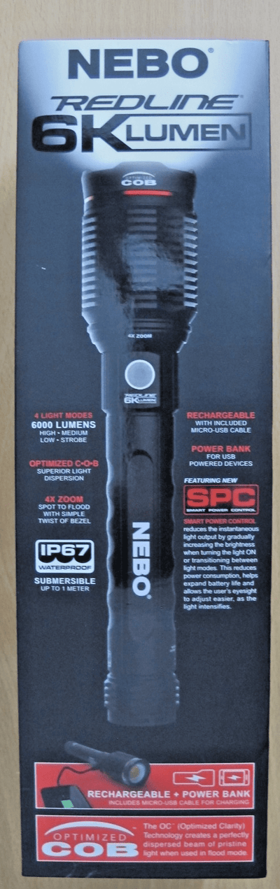 NEBO Redline 6000 lum Water and Impact Resistant Rechargeable LED Flashlight - MagsTag