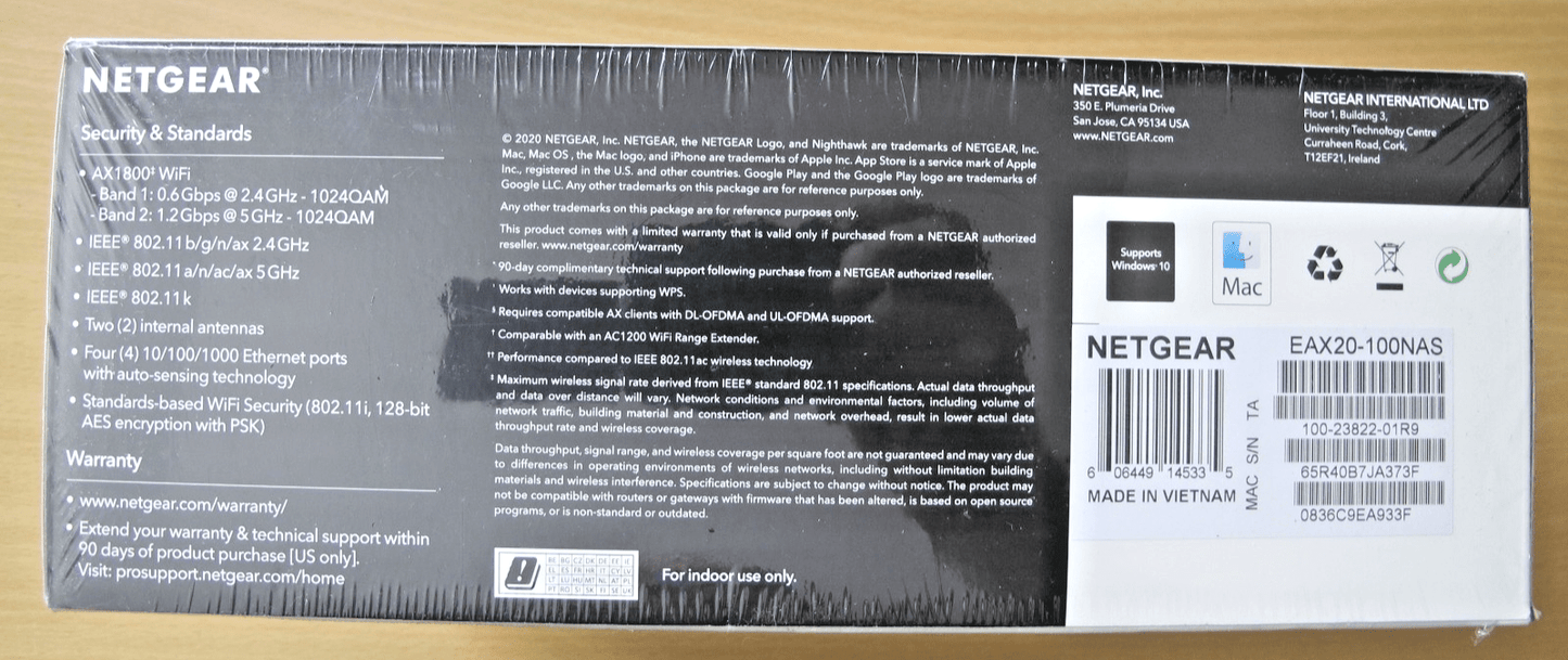 NETGEAR EAX20 - 100NAS Dual Band Wi - Fi 6 MU - MIMO Mesh Range Extender AX1800 - MagsTag