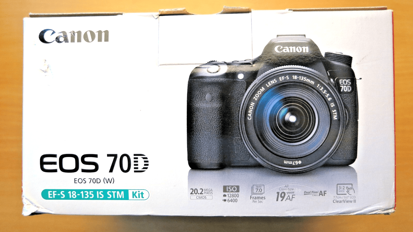 New Canon EOS 70D 20.2 MP Digital SLR Camera 17 - 135mm Lens New Open Box - MagsTag