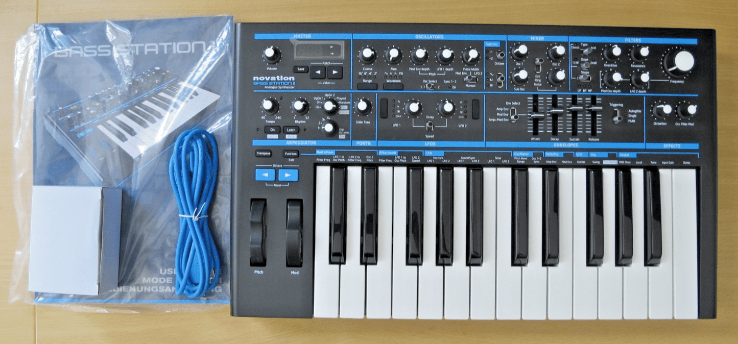 Novation Bass Station II Analog Synthesizer 25 Key Black Tin Analog Distortion - MagsTag