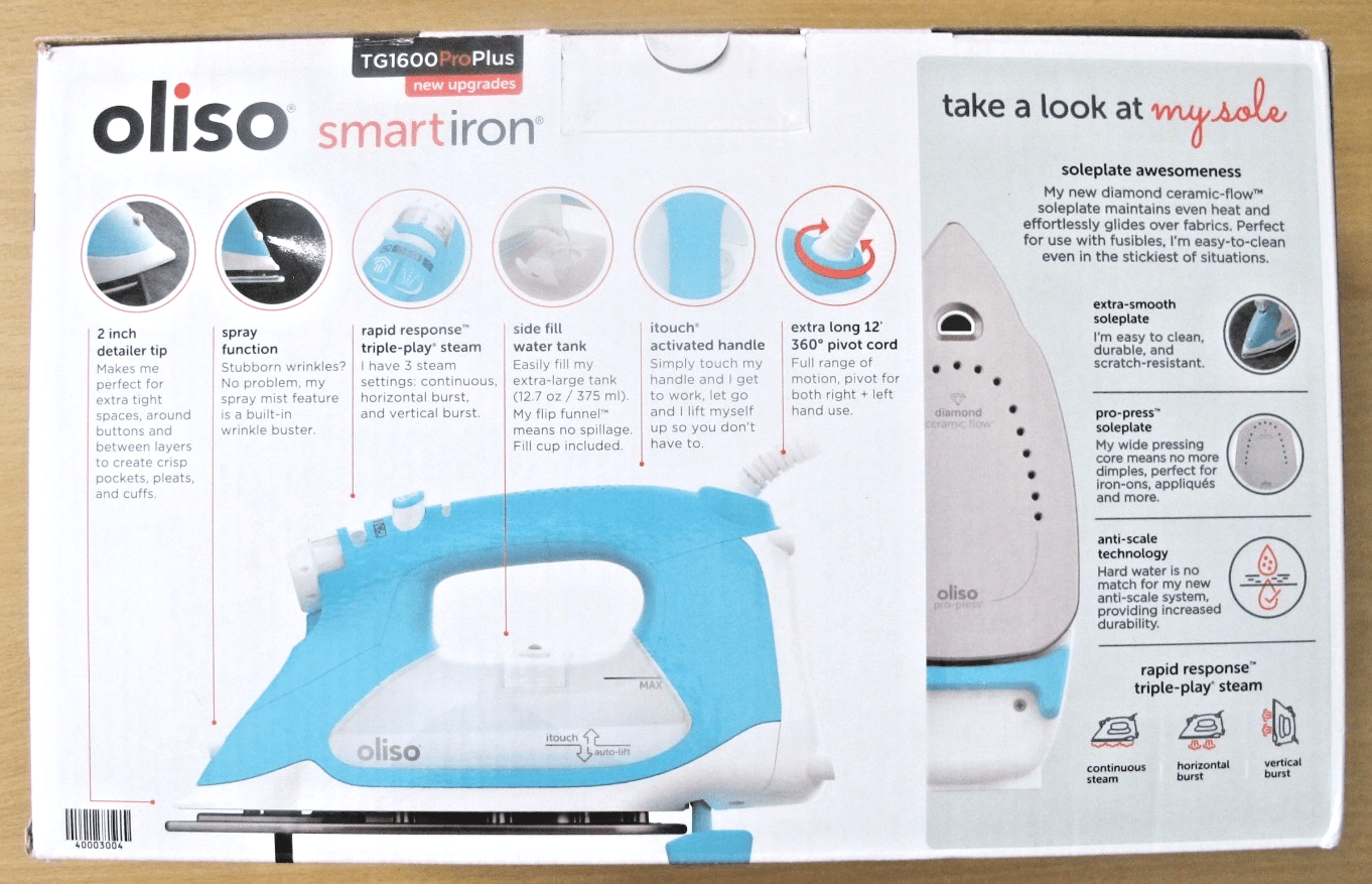 Oliso TG1600 ProPlus Smart Iron with Auto-Lift 1800 Watt Steam Iron Clothes - MagsTag
