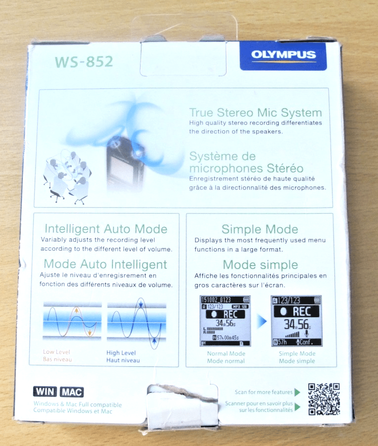 Olympus WS-852 Digital Voice Recorder 4GB MP3 Stereo Handheld Dictaphone - MagsTag