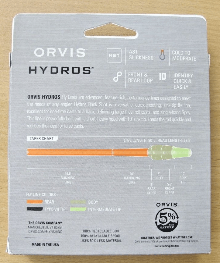 Orvis Hydros Bank Shot Sinking Sink Tip fly line 6F/S7 Orange - MagsTag