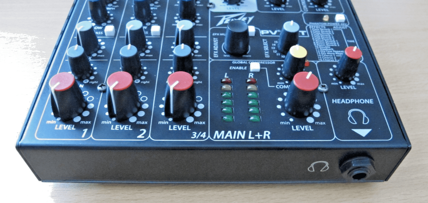 Peavey PV6 BT Pro Audio DJ Bluetooth 6 Channel Slim Mixer - MagsTag