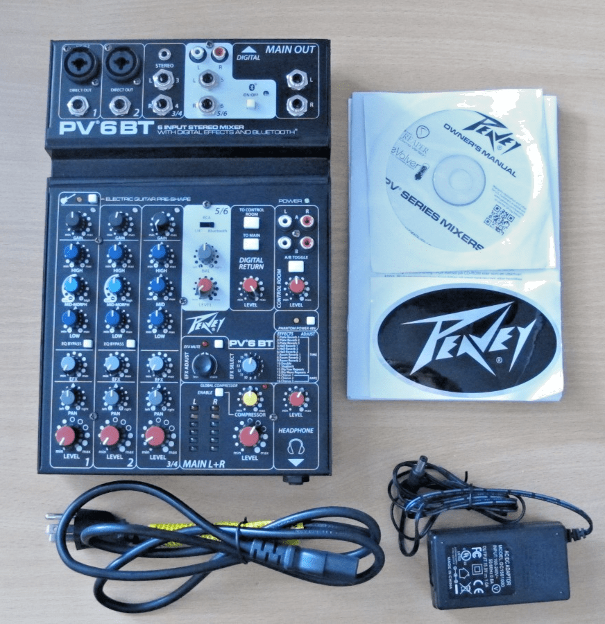Peavey PV6 BT Pro Audio DJ Bluetooth 6 Channel Slim Mixer - MagsTag