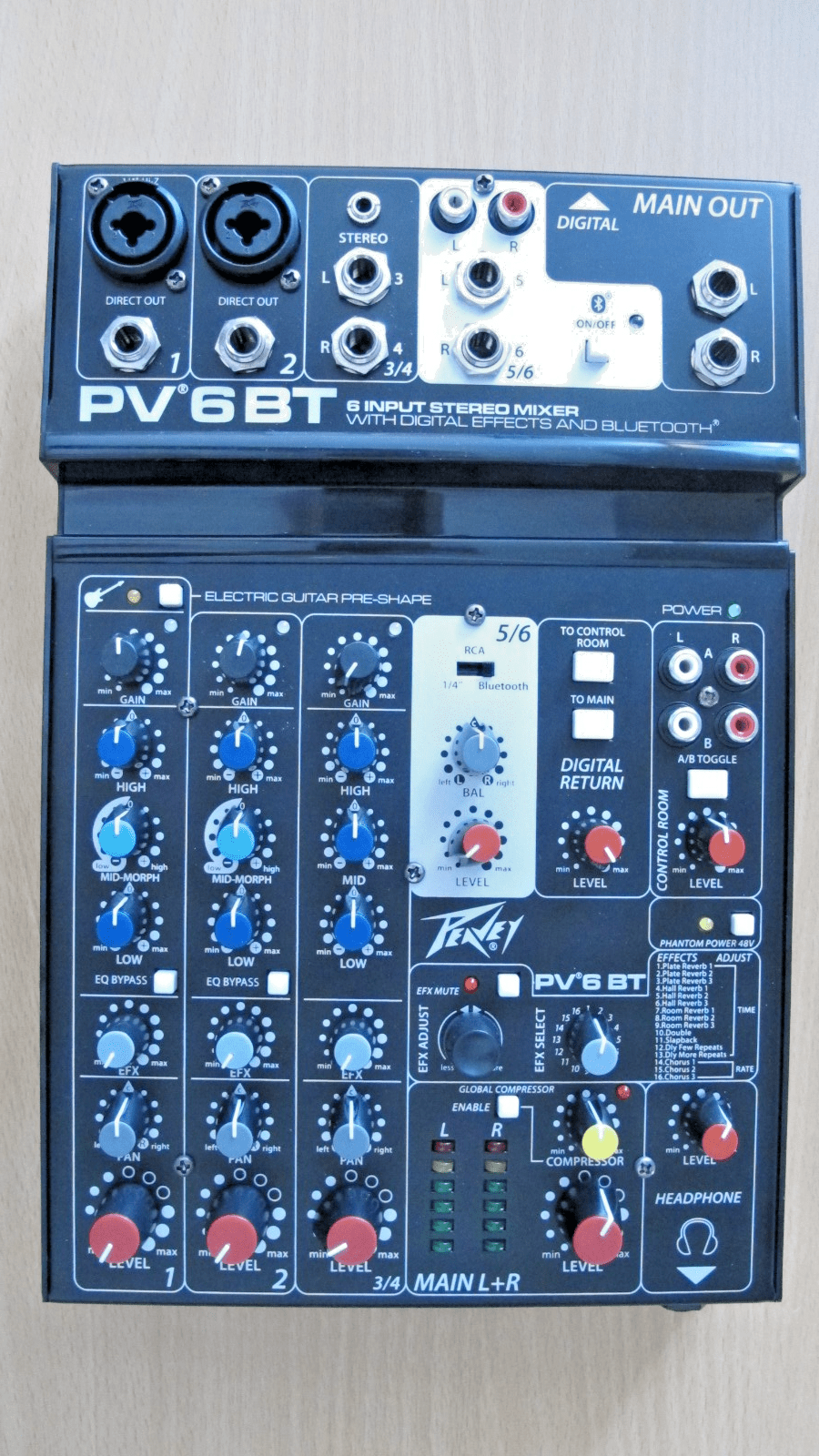 Peavey PV6 BT Pro Audio DJ Bluetooth 6 Channel Slim Mixer - MagsTag