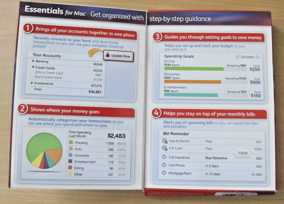 Quicken Essentials for Mac 2010 Personal Finance Software CD Retail Box New - MagsTag