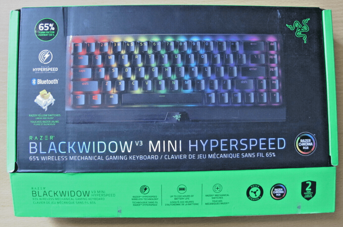Razer Blackwidow V3 Mini Hyperspeed 65% RZ03 - 03890200 Keyboard Yellow Switches - MagsTag