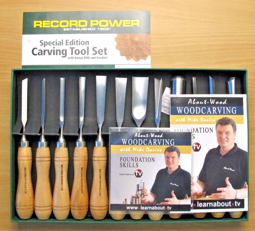 Record Power RPCV12A 12 Piece Carving Tool Set with DVD and Booklet - MagsTag
