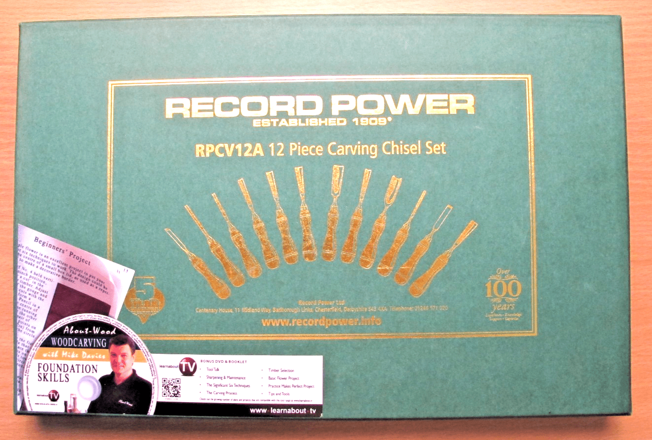 Record Power RPCV12A 12 Piece Carving Tool Set with DVD and Booklet - MagsTag