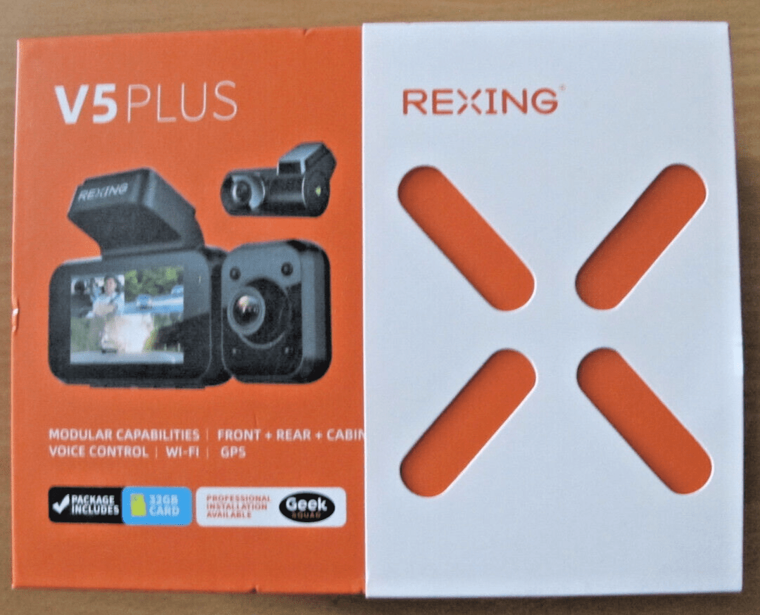 Rexing - V5 Plus 3 - Channel 4K Dash Cam 3" LCD Voice Control, Wi - Fi GPS Open Box - MagsTag