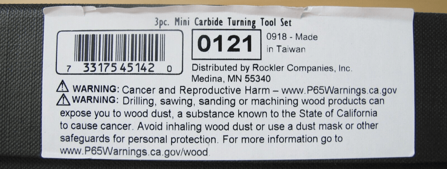 Rockler Mini Ergonomic Carbide Turning 3 Piece Set Woodworking Tools Unused - MagsTag