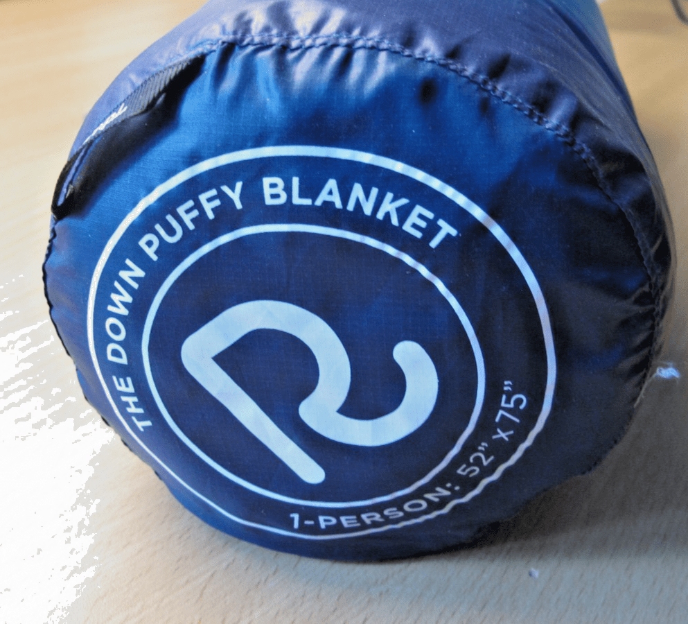 Rumpl DOWN Puffy Blanket 1 - person 52”x75” Blue And Rainbow - MagsTag