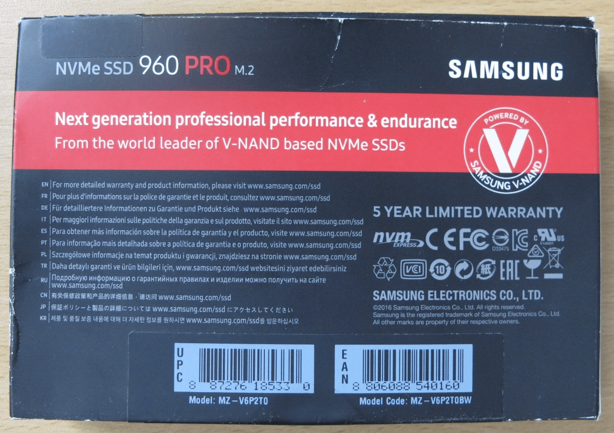 Samsung 960 PRO Series - 2TB PCIe NVMe - M.2 Internal SSD (MZ - V6P2T0BW) Unused - MagsTag