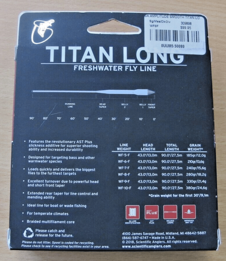 Scientific Anglers Amplitude Smooth Titan Long Fly Line WF8F 131889 Open Box - MagsTag