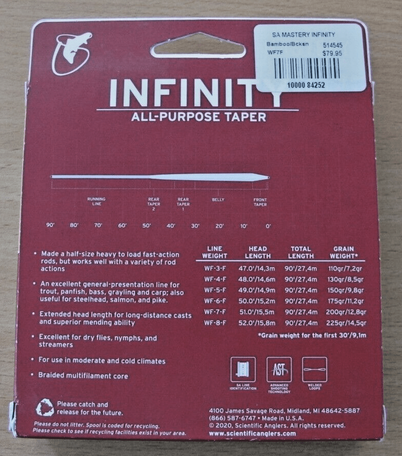 SCIENTIFIC ANGLERS MASTERY INFINITY WF - 7 - F 7 WT FLY LINE Unused Open Box - MagsTag