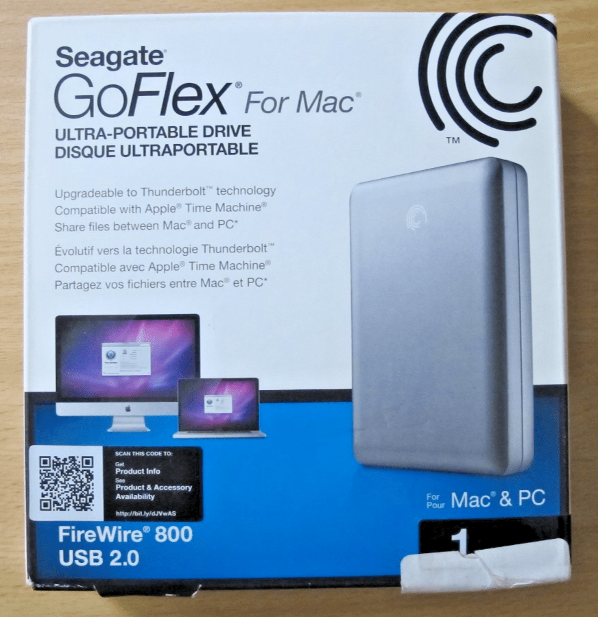 Seagate GoFlex Mac Portable 1TB External Hard Drive STBA 1000100 FireWire 800 - MagsTag