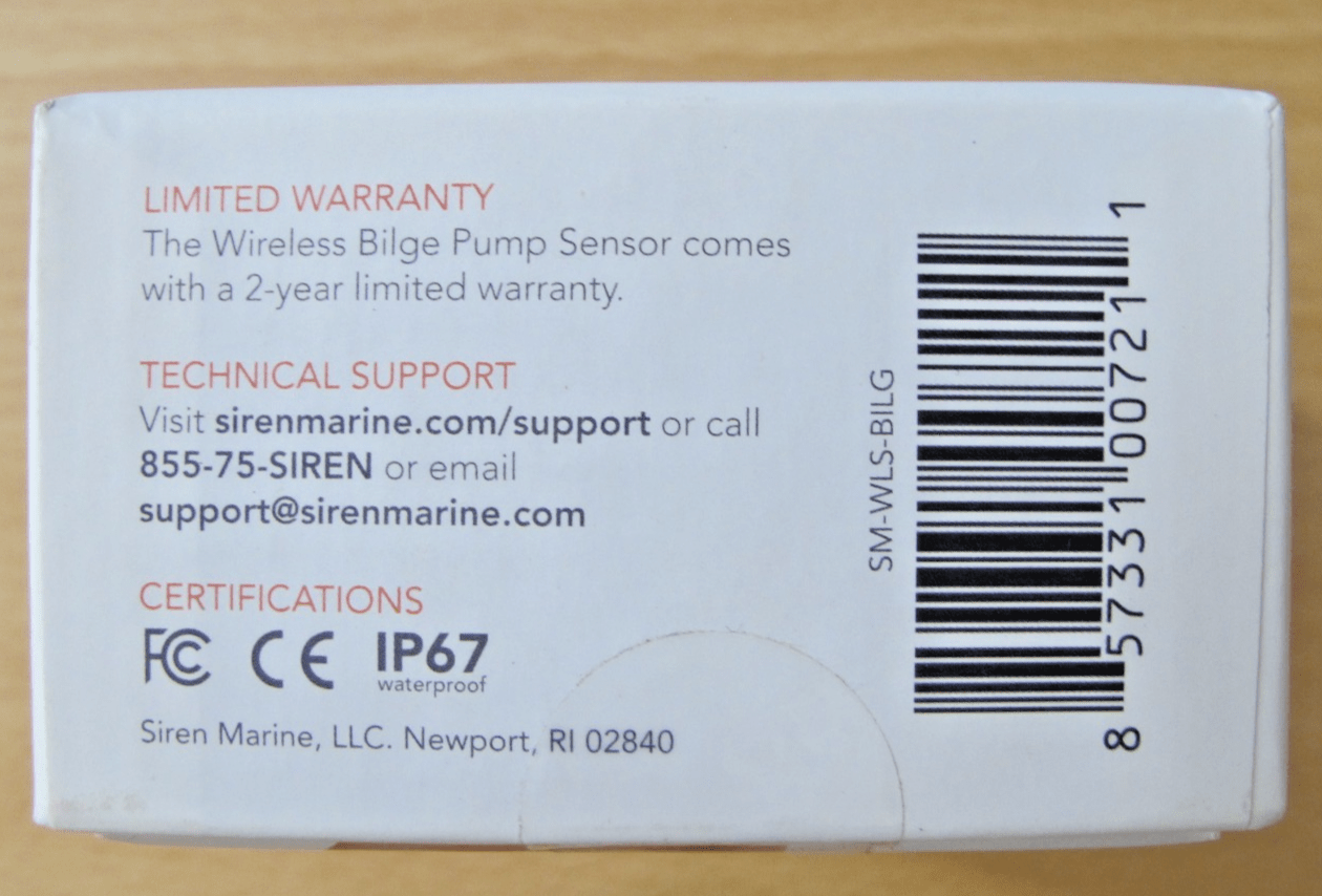 Siren Marine Wireless Bilge Pump Sensor SM - WLS - BILG New Unused - MagsTag