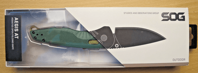 SOG Aegis AT Forest & Moss 3.13" Drop Point Blade CRYO D2 NEW Open Box - MagsTag