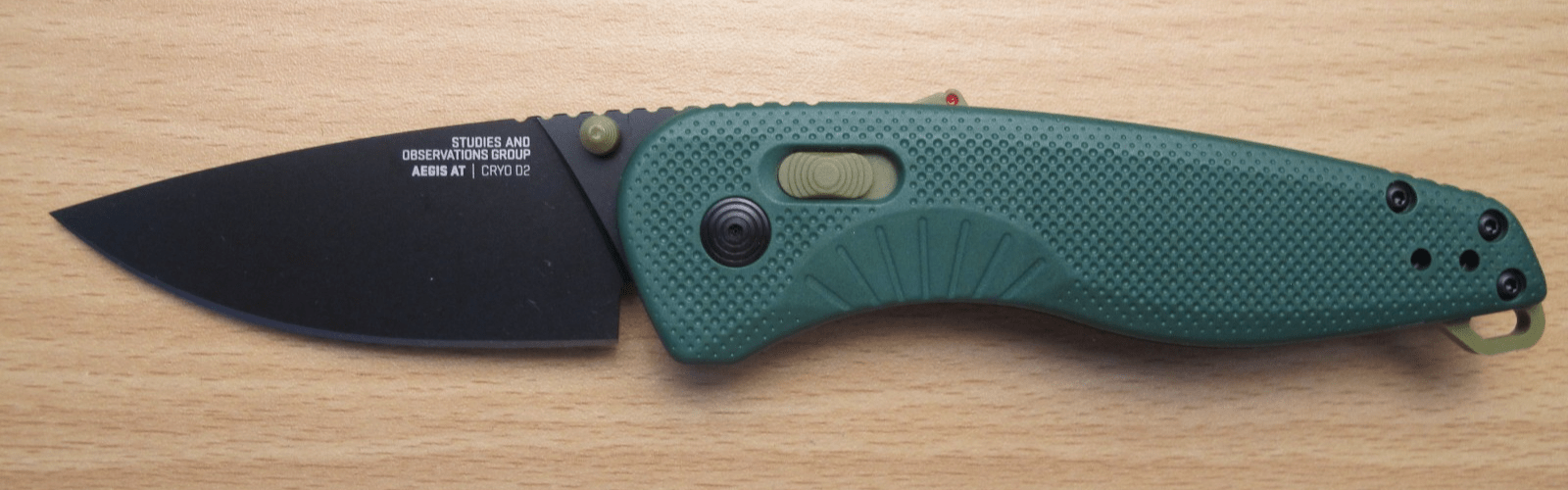 SOG Aegis AT Forest & Moss 3.13" Drop Point Blade CRYO D2 NEW Open Box - MagsTag