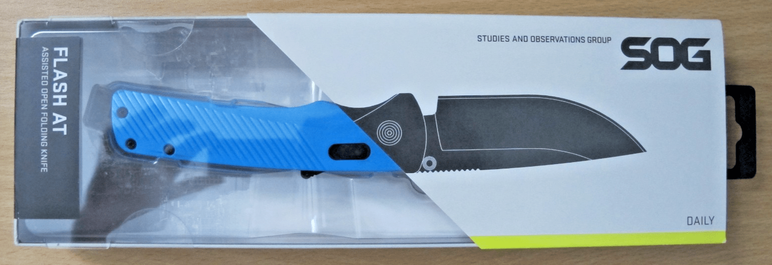 SOG Flash AT Daily Carry Ambidextrous Straight Pocket Folding Knive Civic Cyan - MagsTag