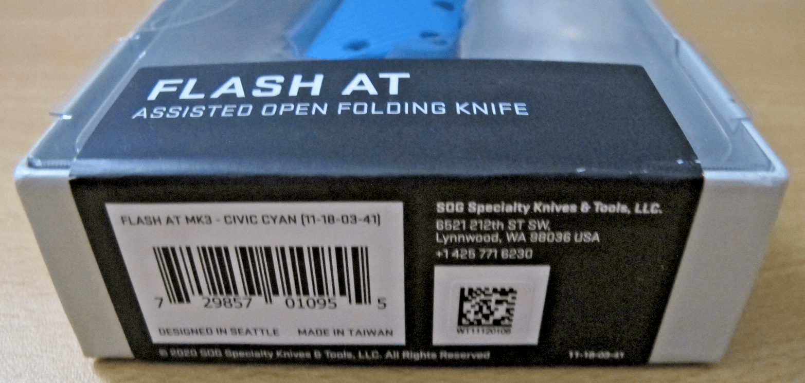 SOG Flash AT Daily Carry Ambidextrous Straight Pocket Folding Knive Civic Cyan - MagsTag