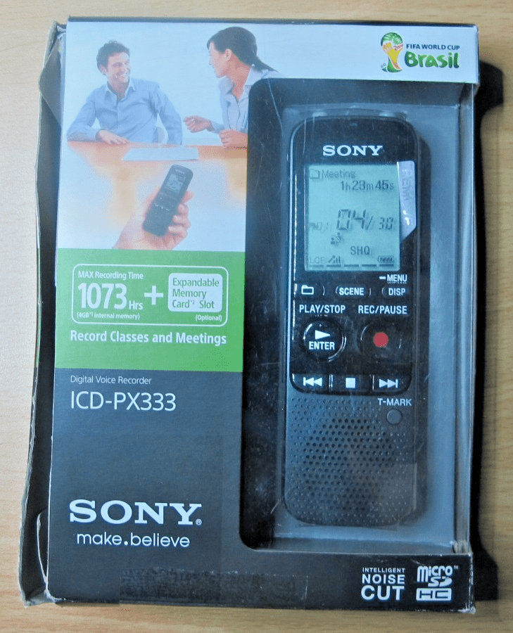 Sony ICD-PX333 IC Recorder Black Digital Pocket 4GB Voice Memo MicroSD - MagsTag