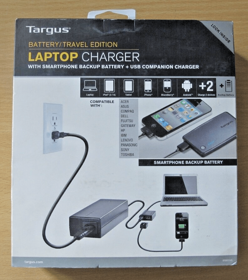Targus APM035US Battery/Travel Edition 90W Laptop or Smartphone Charger - MagsTag