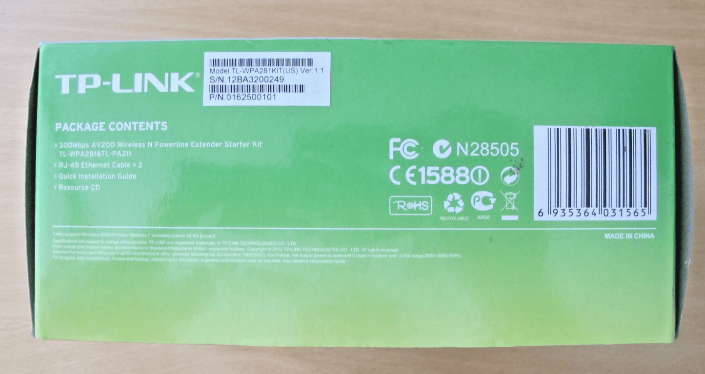 TP-Link TL-WPA281KIT 300Mbps AV200 Wireless N Powerline Extender Starter Kit - MagsTag