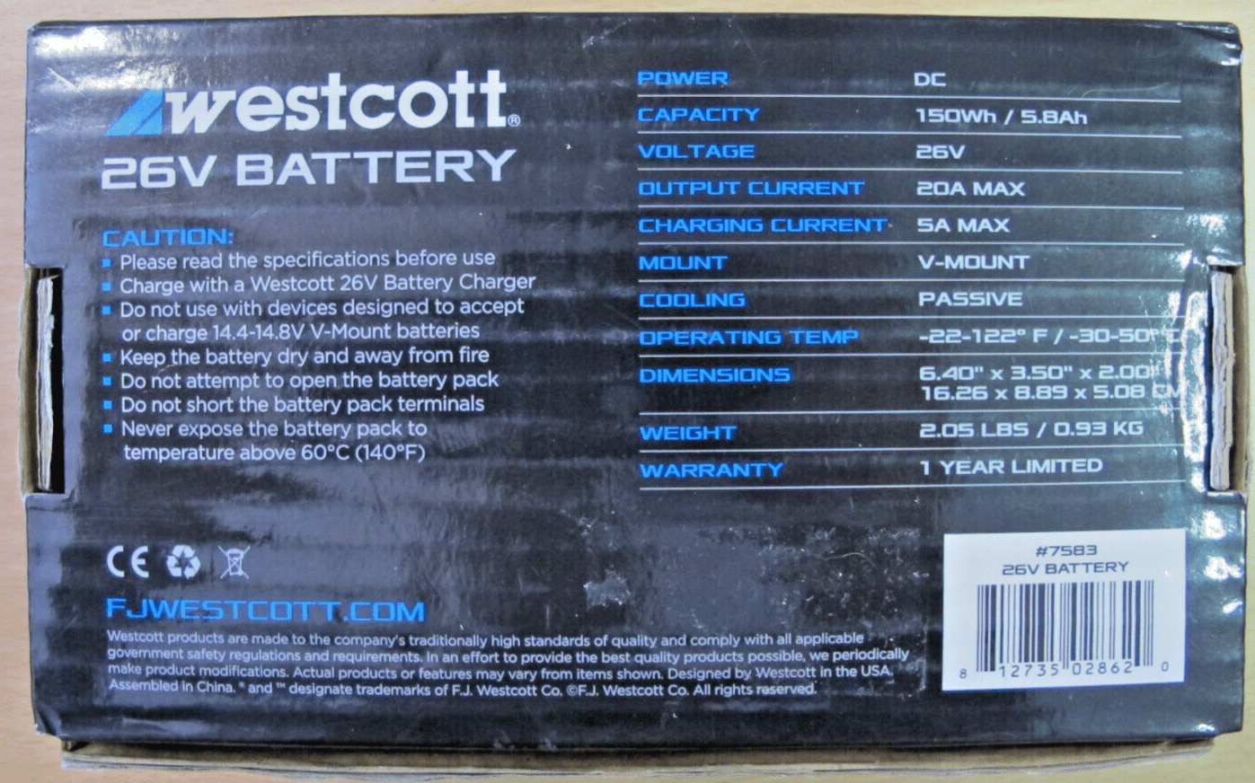 Westcott 26V Lithium - Ion Battery 7583 Flex Cine Mats OPEN BOX - MagsTag