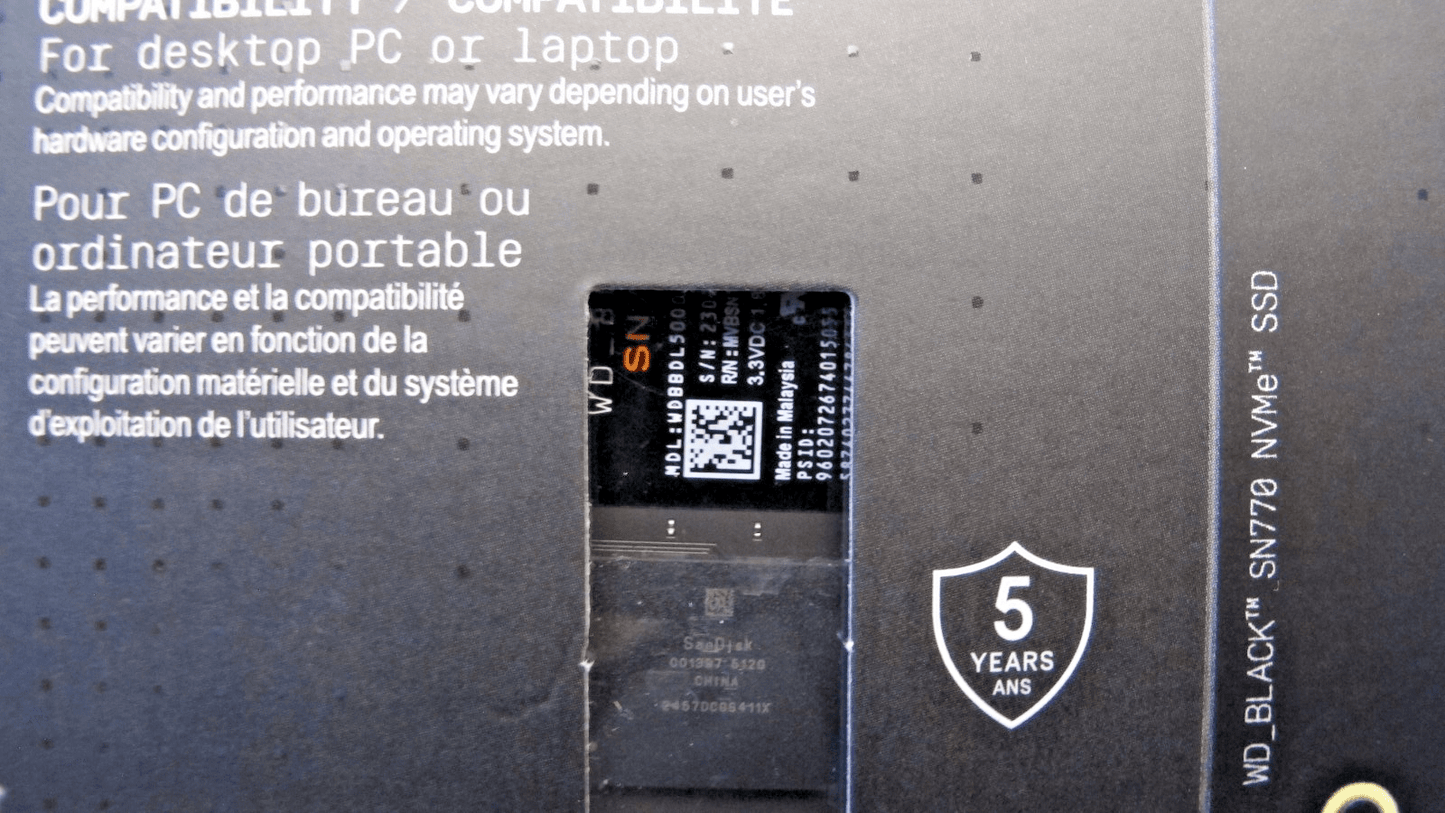 Western Digital WD_BLACK SN770 500GB M.2 NVMe Internal SSD (WDS500G3X0E) - MagsTag