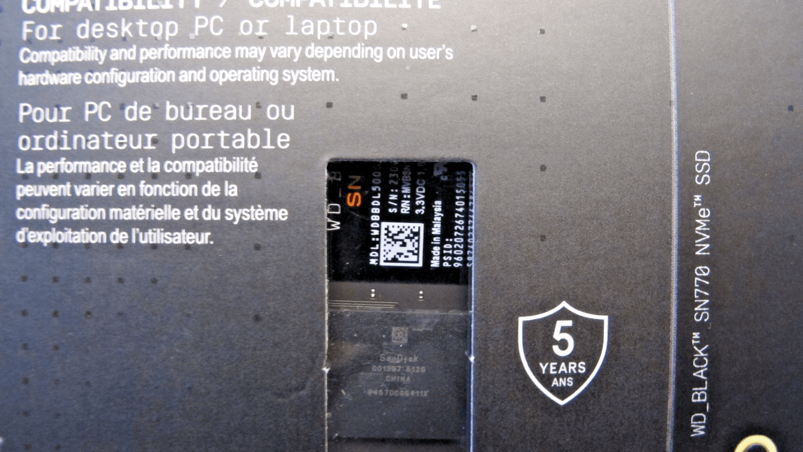 Western Digital WD_BLACK SN770 500GB M.2 NVMe Internal SSD (WDS500G3X0E) - MagsTag