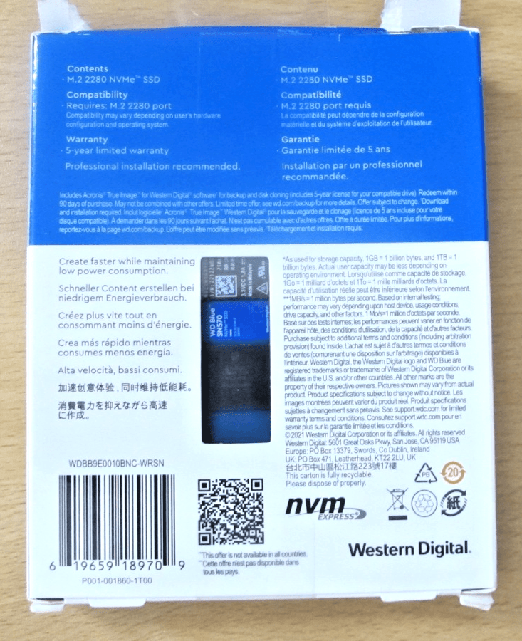 Western Digital WD Blue SN570 1TB SSD PCIe 3.0 x4 NVMe M.2 2280 Unused Open Box - MagsTag