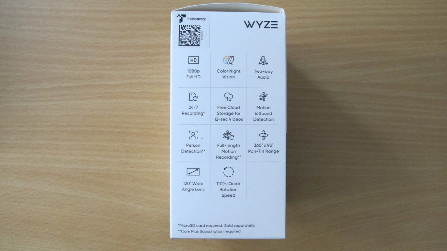 Wyze CAM Pan V2 Indoor Wired 1080p HD Camera Night Vision WYZECP2 Open Unused - MagsTag