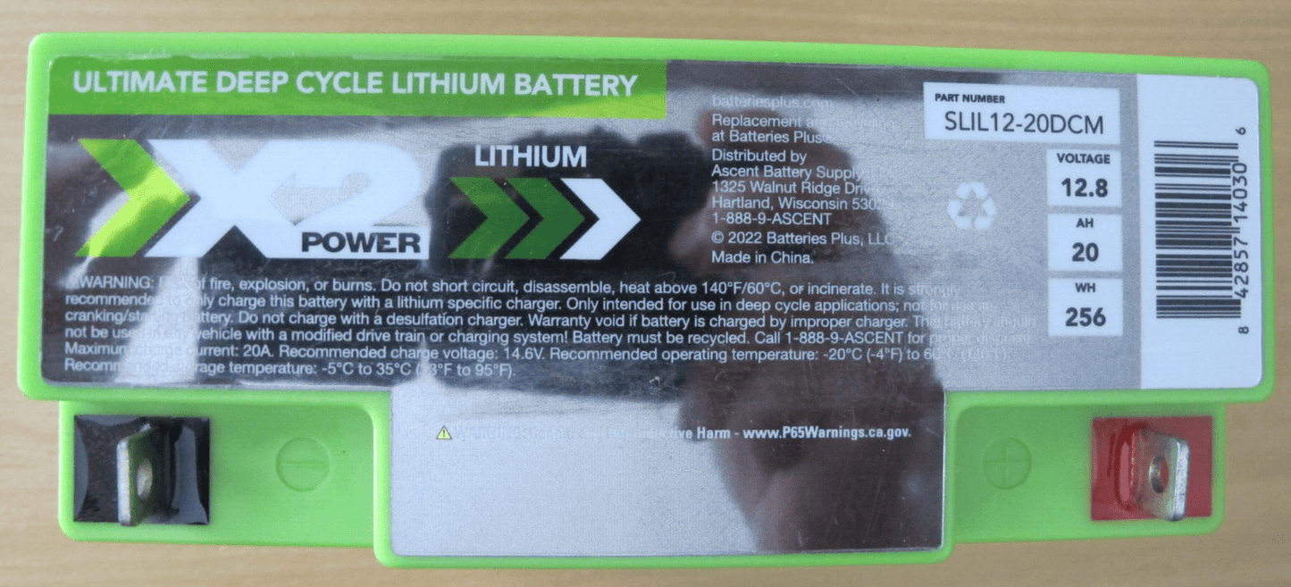 X2 Power 12V 20Ah (LiFePO4) SLIL12 - 20DCM Marine Lithium Iron Phosphate battery - MagsTag