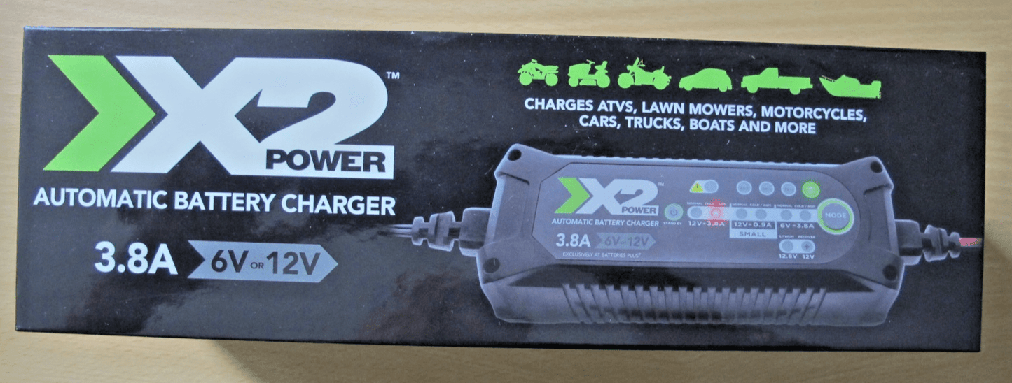 X2 Power Automatic Battery Charger 3.8A 6V - 12V Car Truck Boat Atv SLC10004A - MagsTag