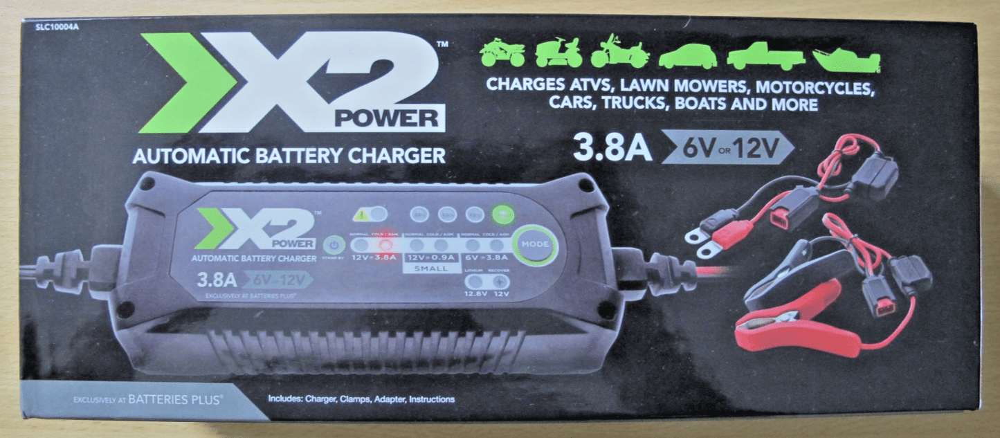 X2 Power Automatic Battery Charger 3.8A 6V - 12V Car Truck Boat Atv SLC10004A - MagsTag