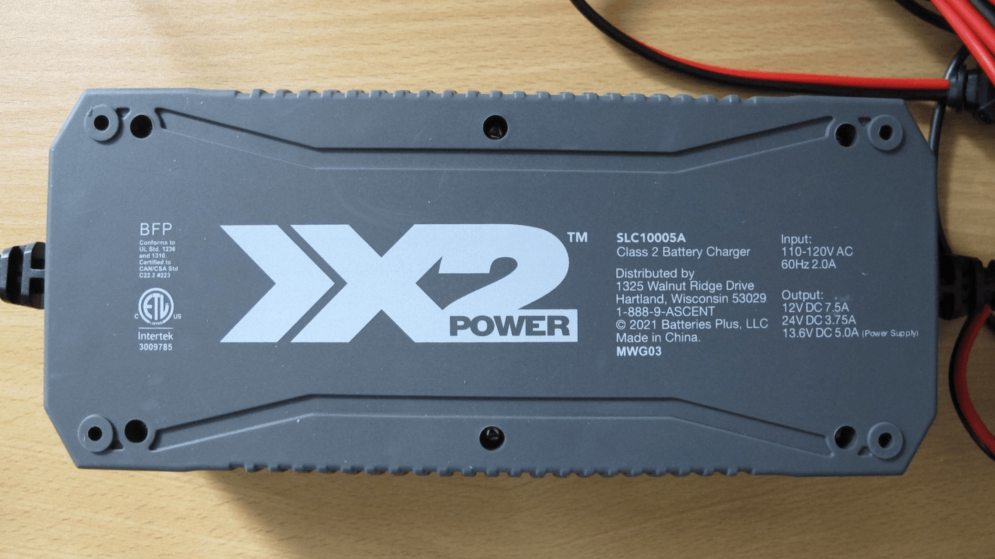 X2 Power Automatic Battery Charger 7.5A SLC10005A Car ATV Truck Boat 12v - 24v - MagsTag