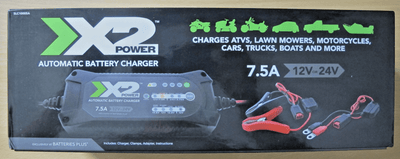 X2 Power Automatic Battery Charger 7.5A SLC10005A Car ATV Truck Boat 12v - 24v - MagsTag