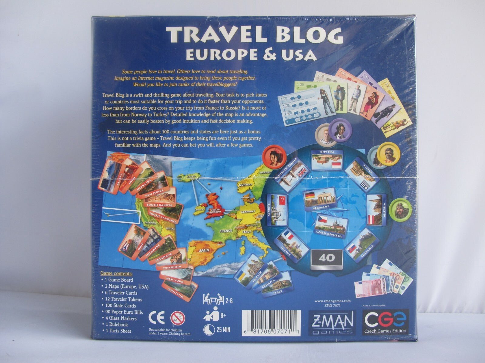 Z - Man Games Travel Blog Europe and USA Board Game Ages 8+ - 2 - 6 Players - MagsTag