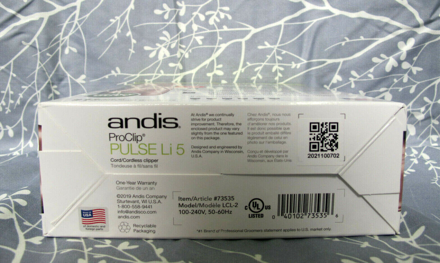 Andis Pulse Li 5 Cord/Cordless Pet Clipper 73535 Rose Gold