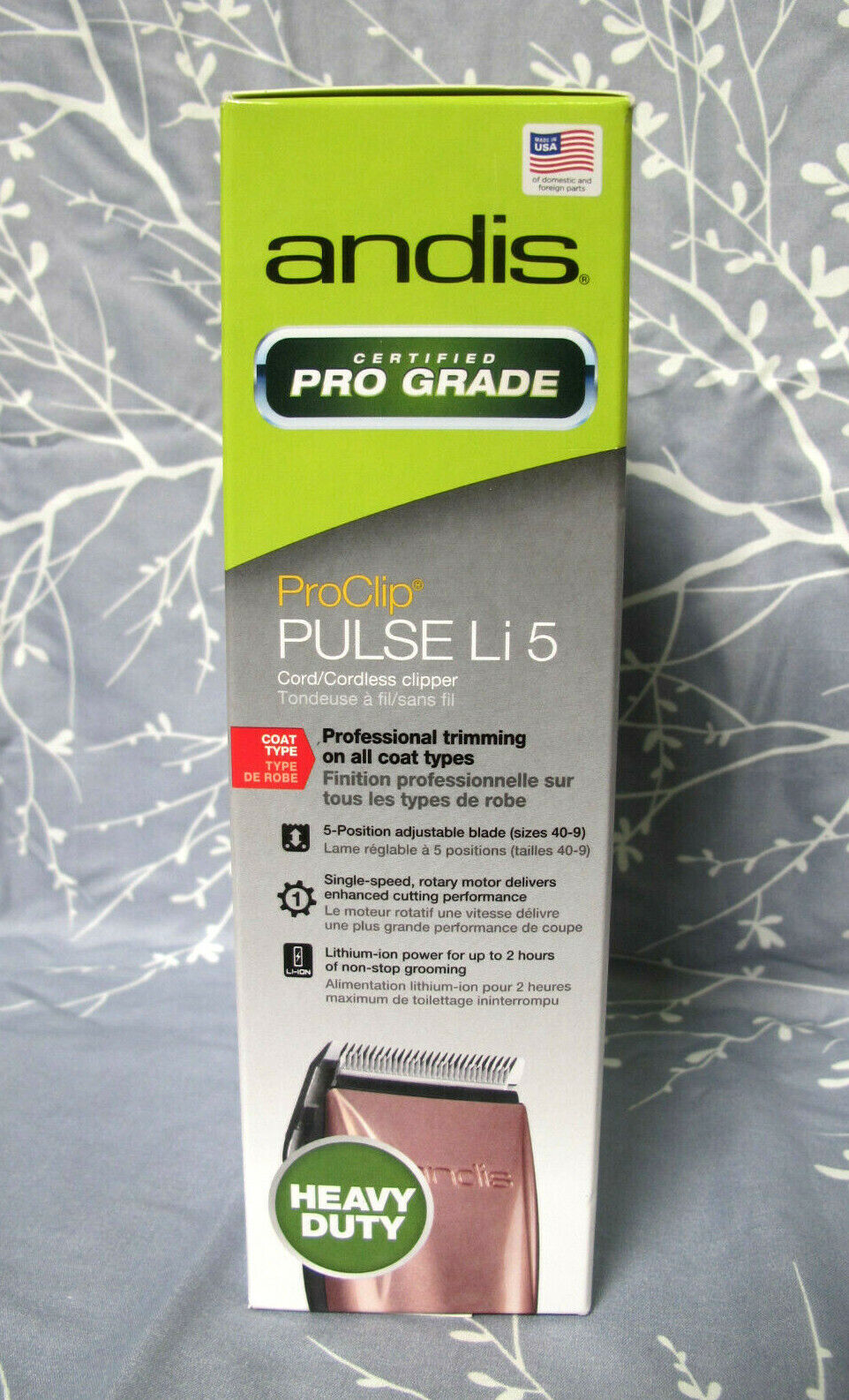 Andis Pulse Li 5 Cord/Cordless Pet Clipper 73535 Rose Gold