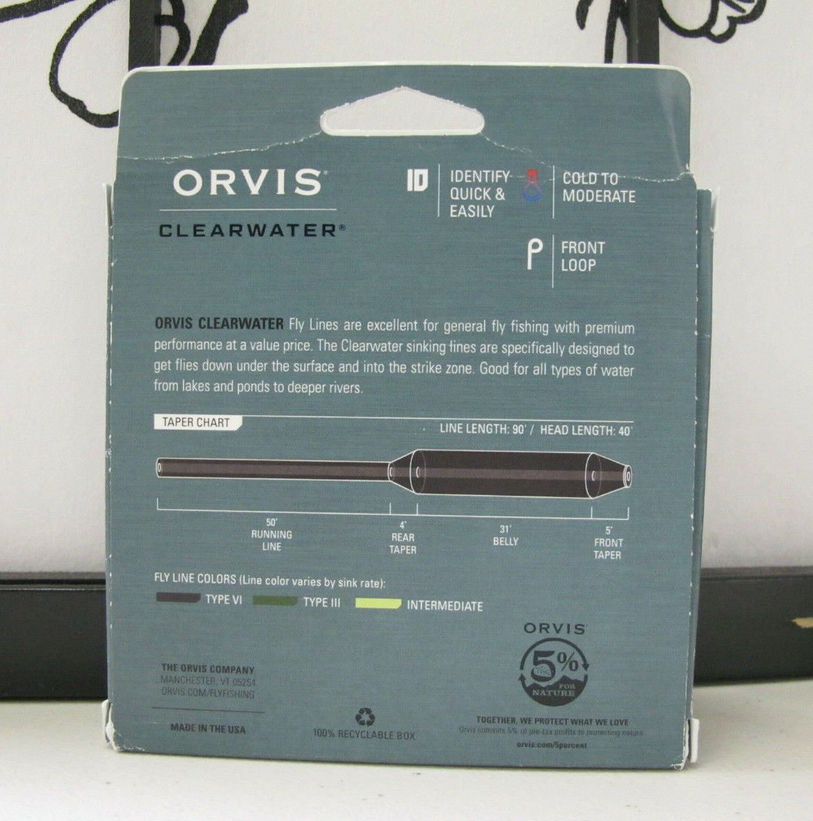 Orvis Clearwater Type III Sinking Fly Line Dark Green WF6-S3