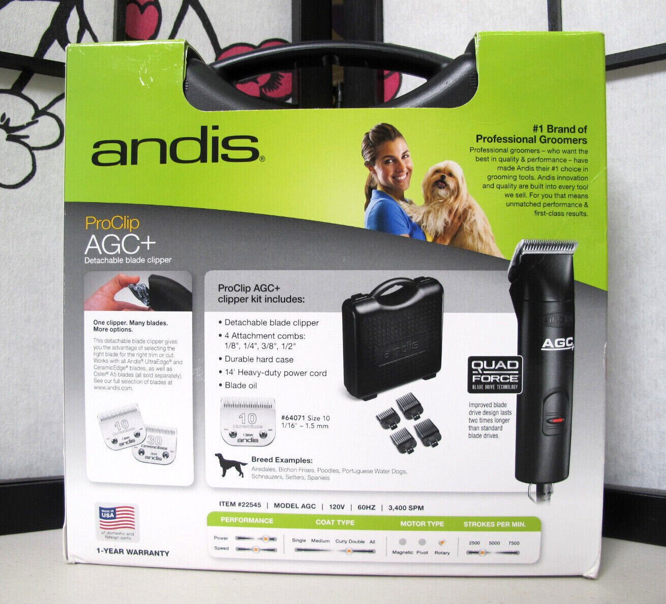 Andis ProClip AGC 1 - Speed Detachable Blade Clipper Kit 22545 Free Blade 30 - MagsTag