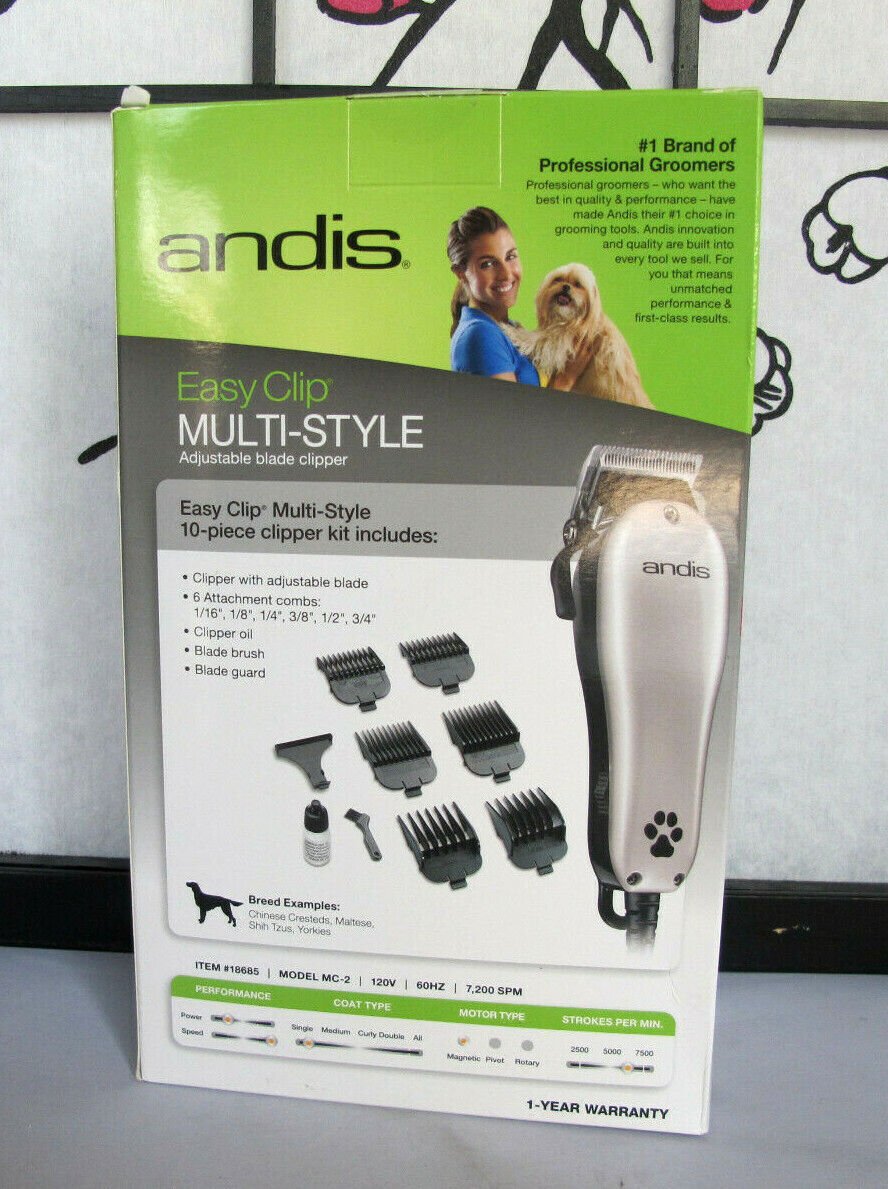 Andis Single - Speed EasyClip Multi - Style Adjustable Blade Clipper 10 Piece Kit - MagsTag